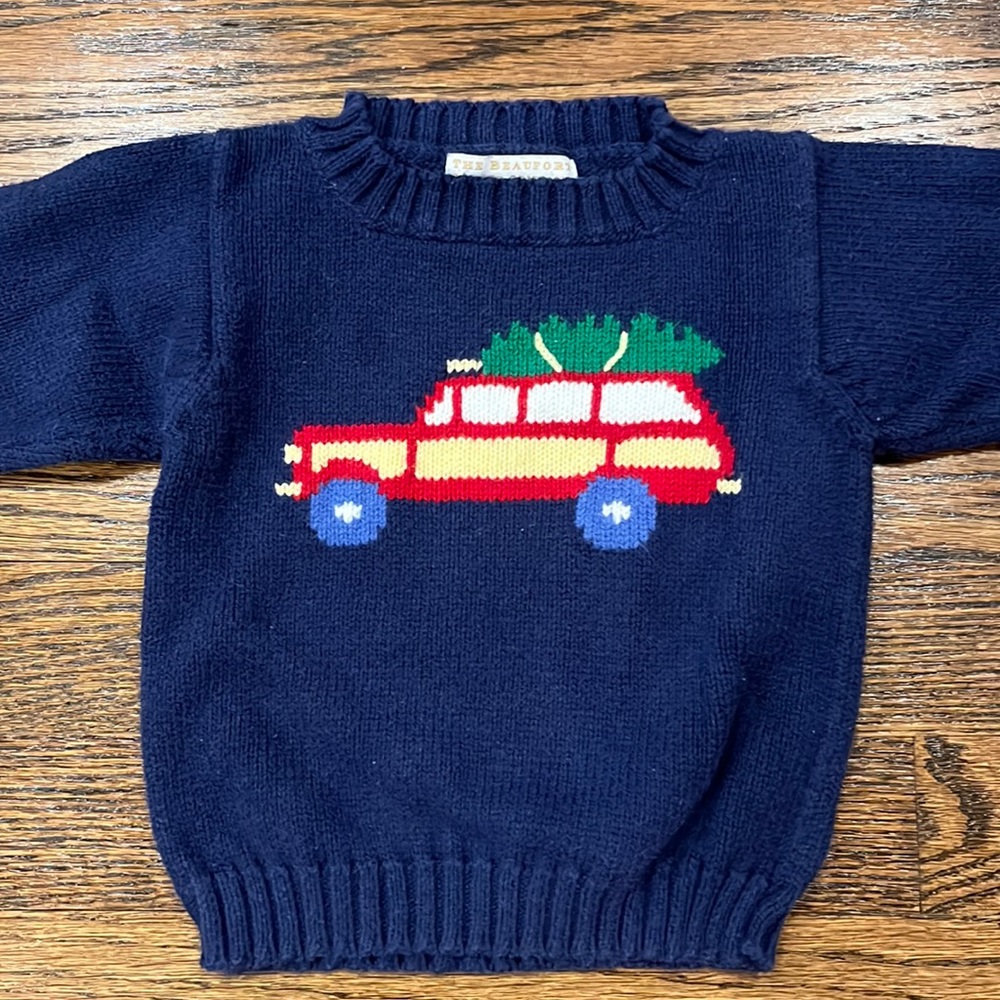 The Beaufort Bonnet Company, Christmas Car sweater, 6/12M
